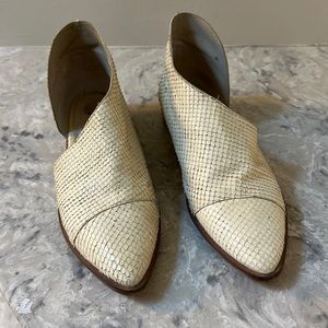 Free People Royale Snakeskin Leather Dorsay Bootie in off white, ivory | 38